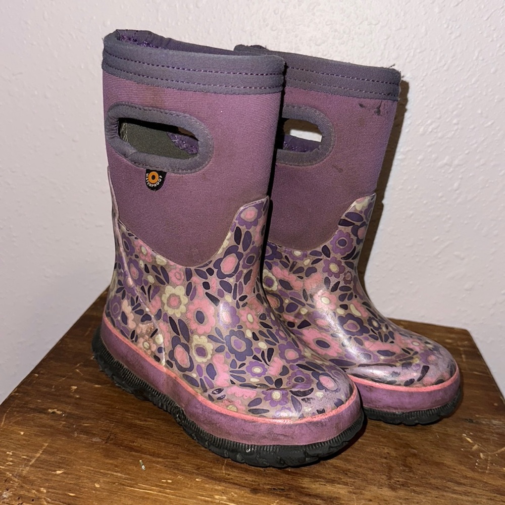 Girls floral bog winter boots
